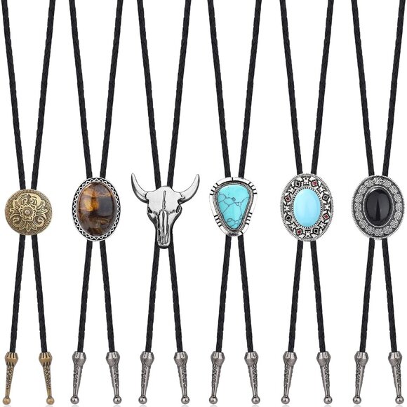 Bolo Tie,Handmade Vintage Bolo Ties for Men Western Cowboy Leather Necktie with - Picture 1 of 6